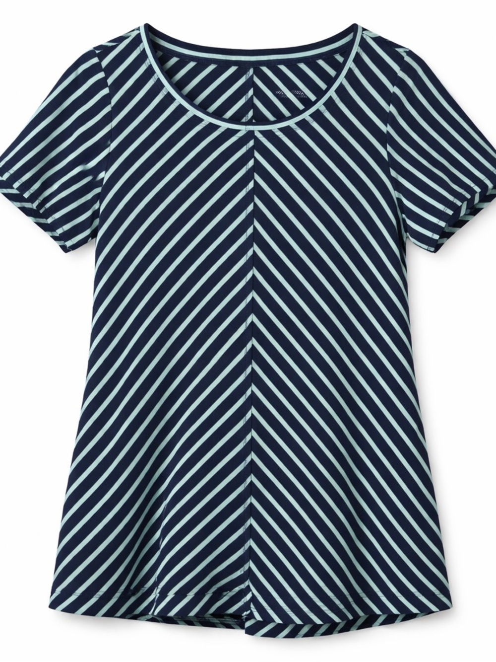 Soft Surroundings Navy and Aqua Striped 100% Pima Cotton Top (146)